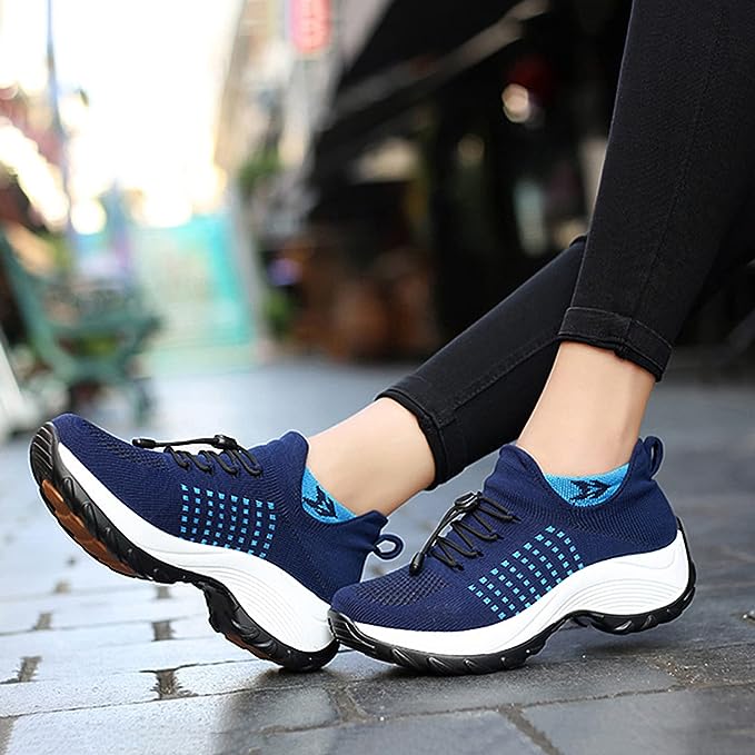 Dames Comfort Sneakers Met Elastische Veters En Antislip Zool