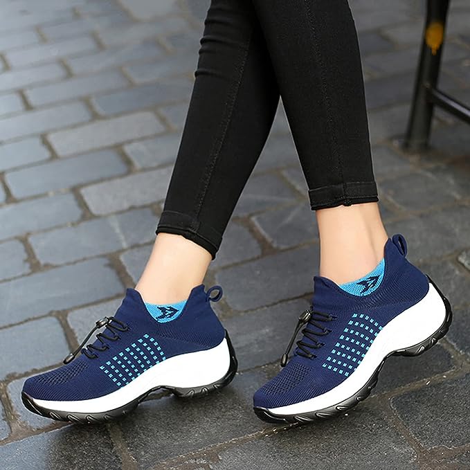 Dames Comfort Sneakers Met Elastische Veters En Antislip Zool