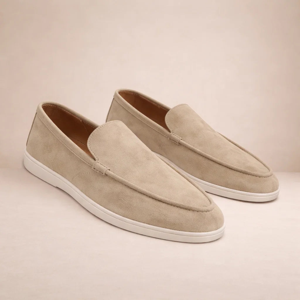 Mocassins décontractés homme coupe régulière dessus cuir modèle à enfiler