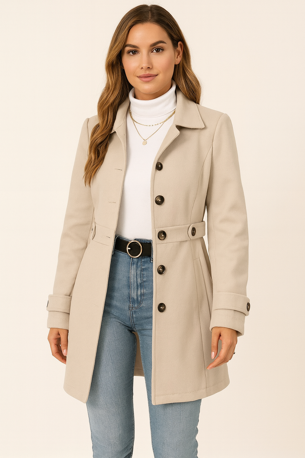 Trench-Coat d'Été Femme Ceinturé Coupe Cintrée Mi-Saison