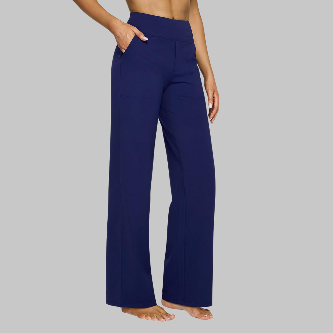Pantalón de Cintura Alta para Mujer con Piernas Rectas y Bolsillos