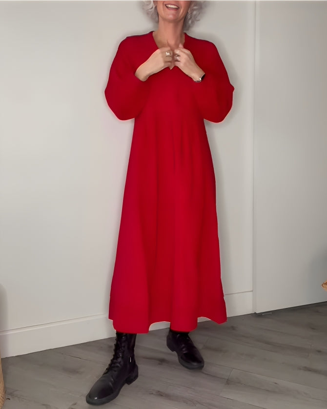 Robe cocktail maxi élégante avec manches longues pour femmes