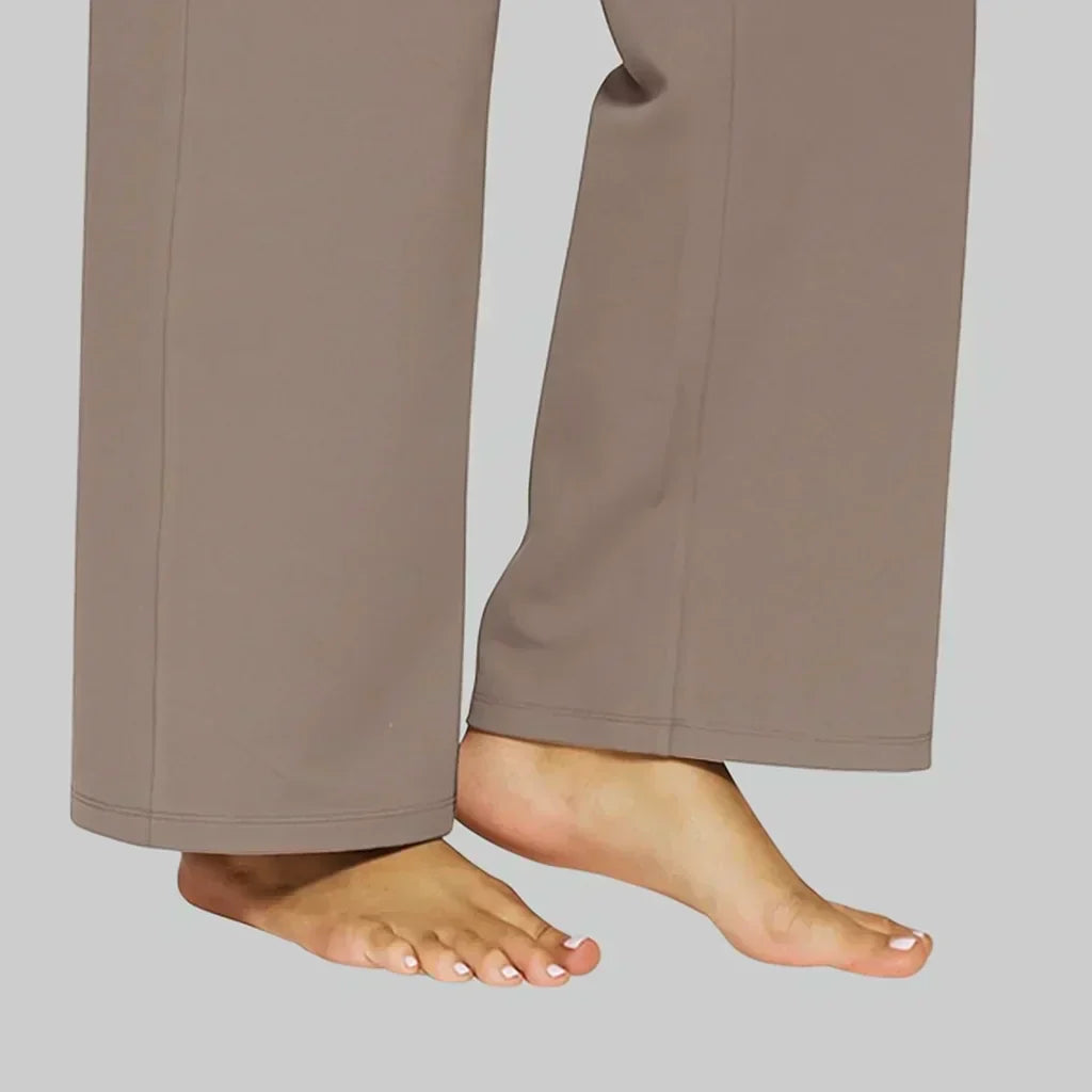 Pantalón de Cintura Alta para Mujer con Piernas Rectas y Bolsillos