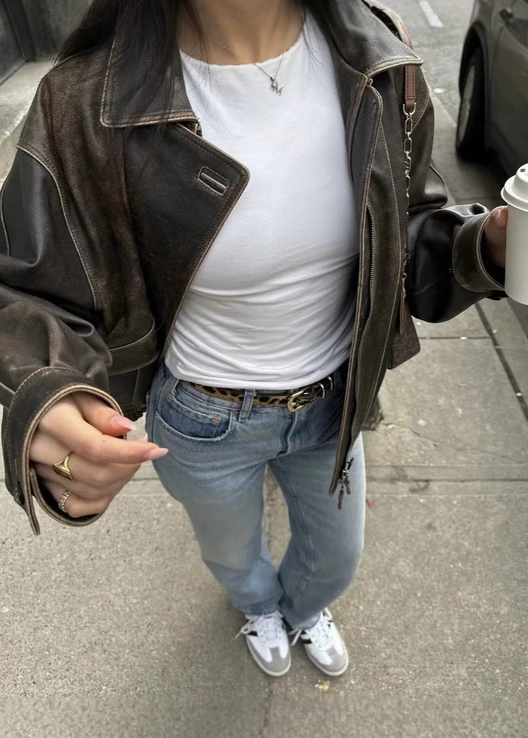 Oversized dámská bomber bunda s efektem opotřebení