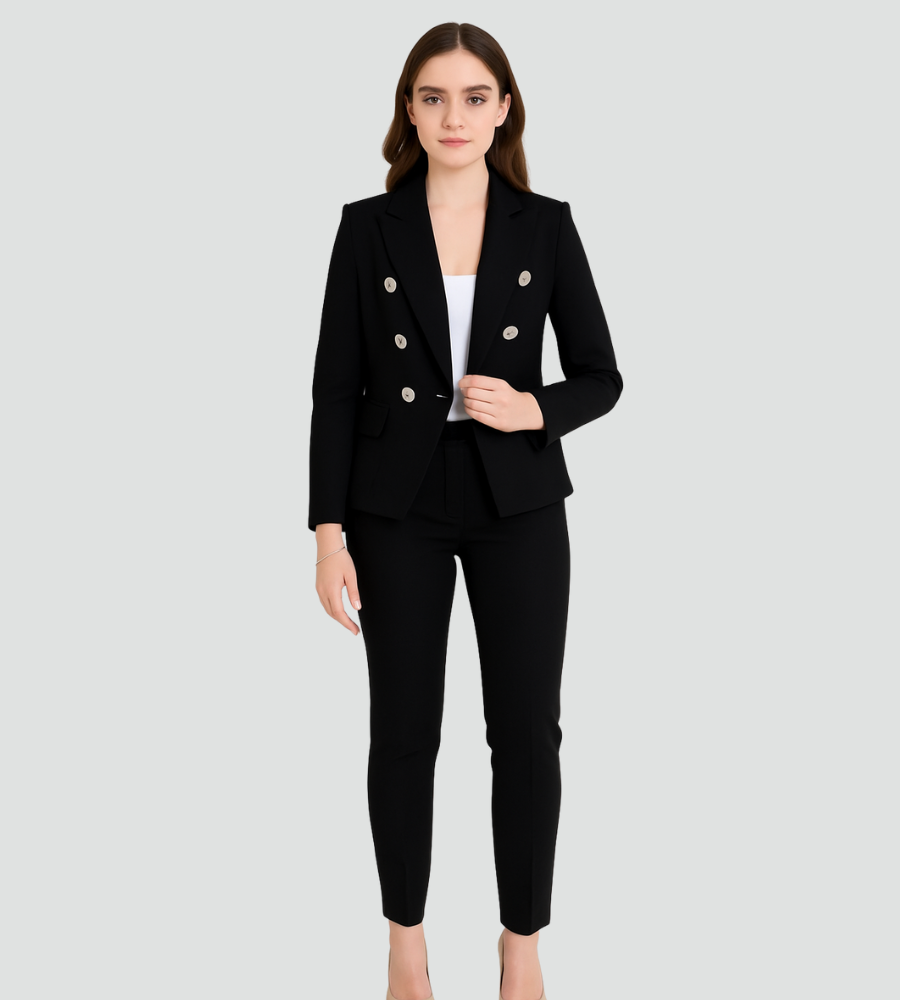 Costume femme cérémonie coupe régulière blazer croisé veste courte