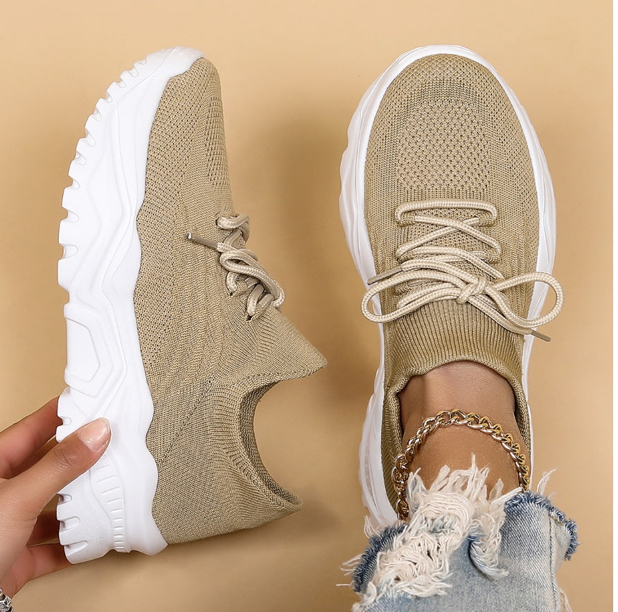 Dames Chunky Sneakers Met Platform Zool En Veter Sluiting