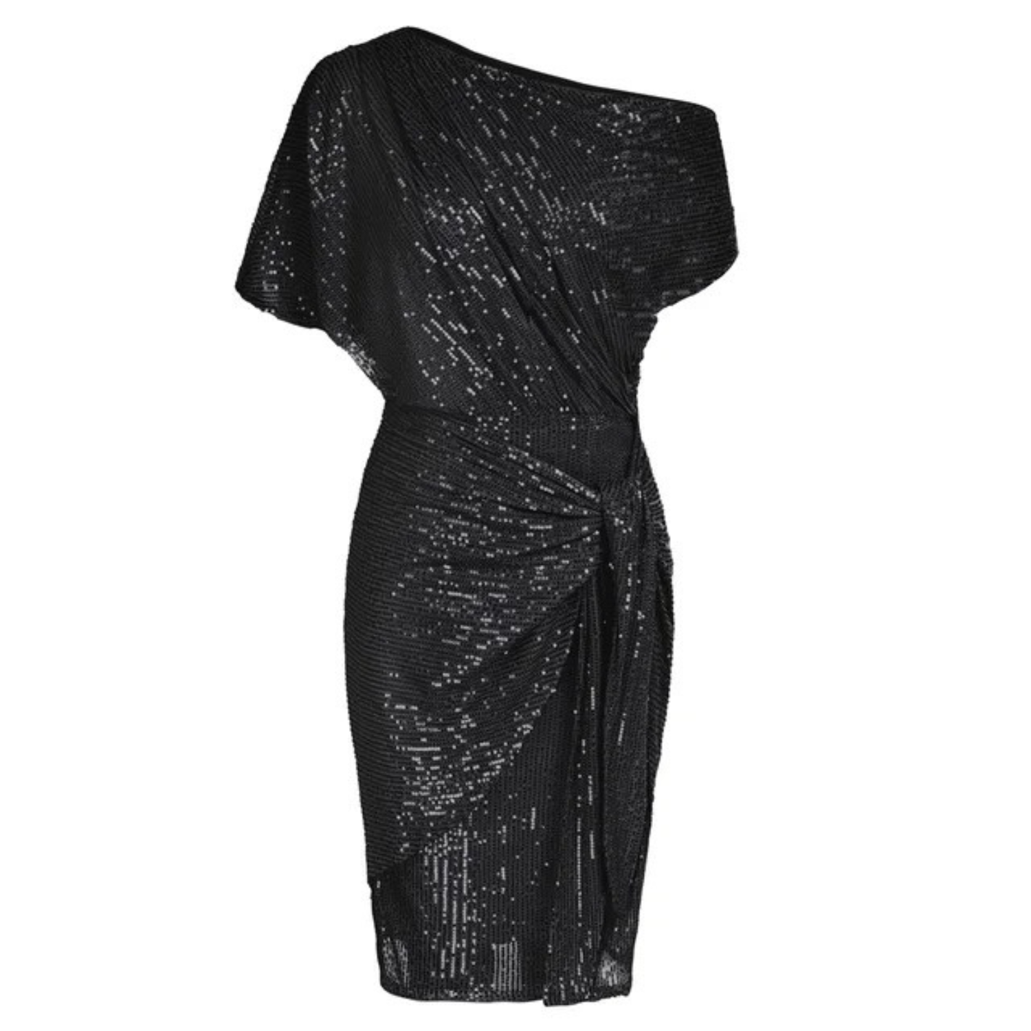Glitzer-Cocktailkleid für Damen mit One-Shoulder-Ausschnitt und Taillenschleife