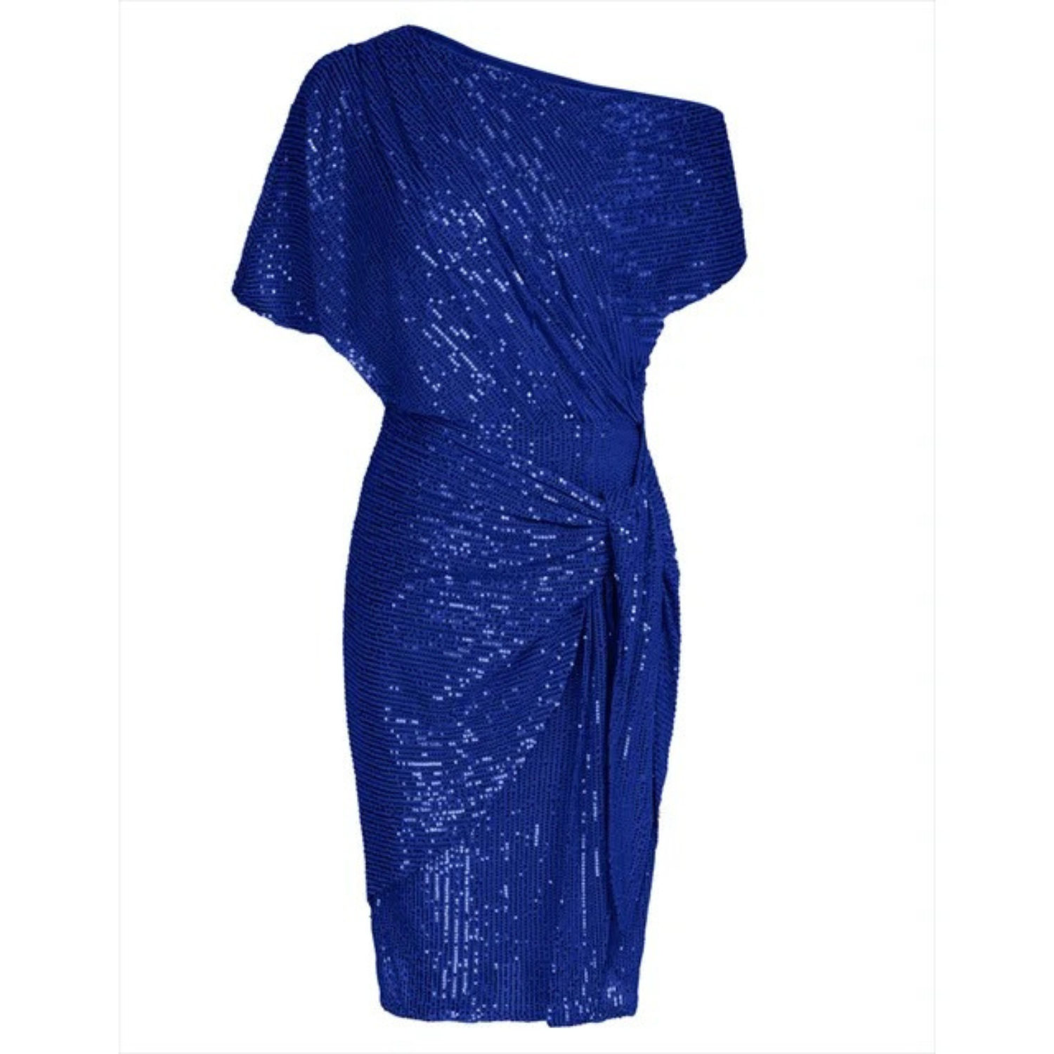 Glitzer-Cocktailkleid für Damen mit One-Shoulder-Ausschnitt und Taillenschleife
