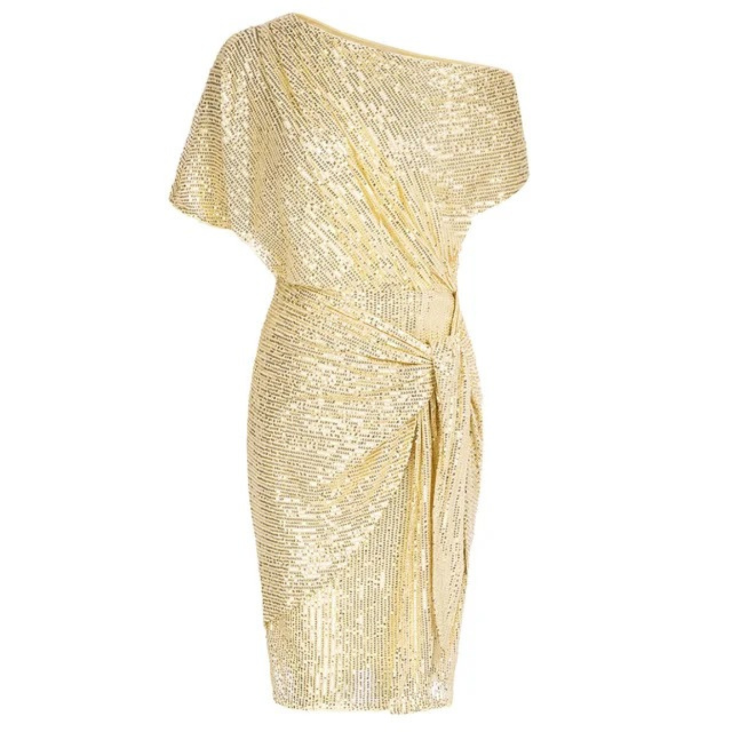 Glitzer-Cocktailkleid für Damen mit One-Shoulder-Ausschnitt und Taillenschleife