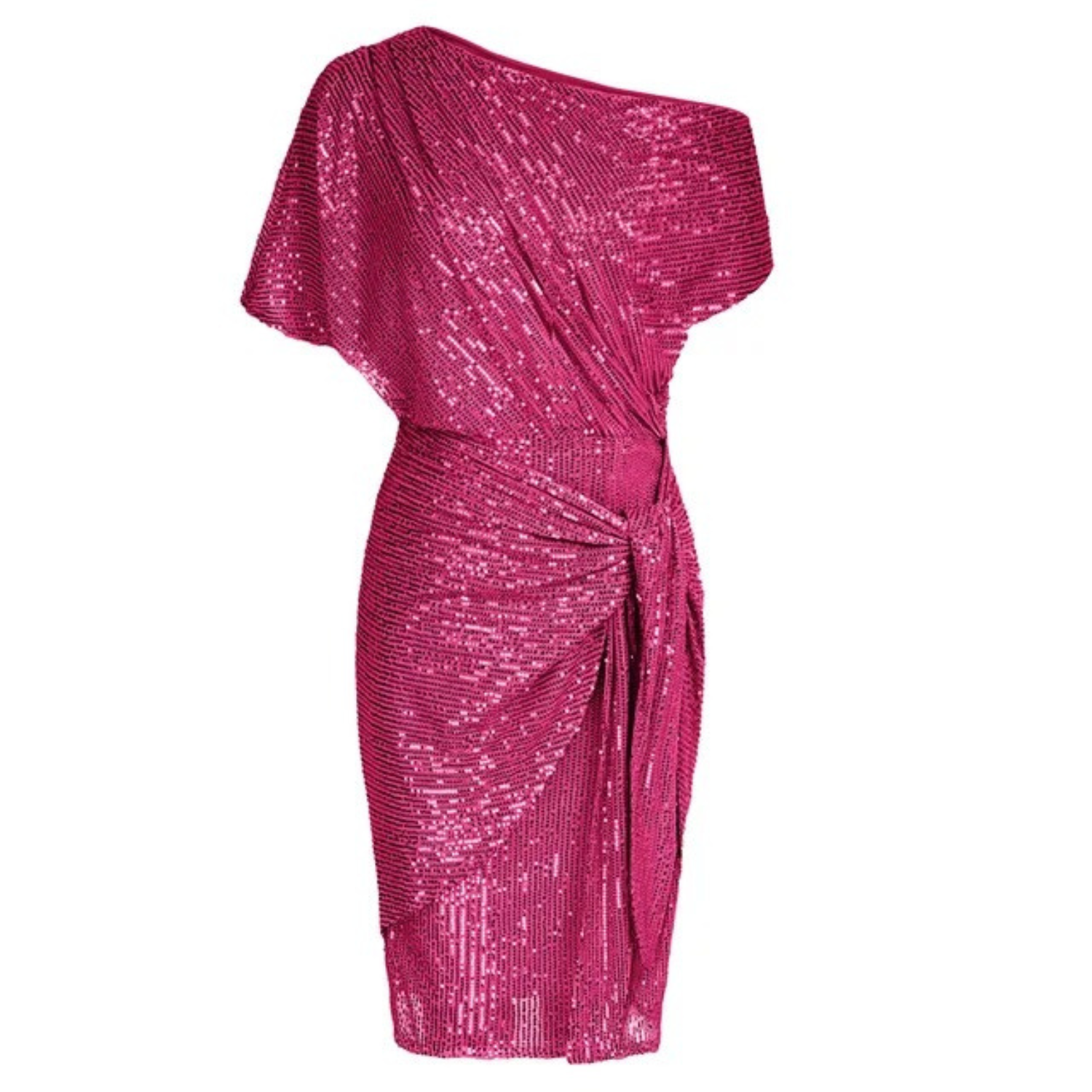 Glitzer-Cocktailkleid für Damen mit One-Shoulder-Ausschnitt und Taillenschleife