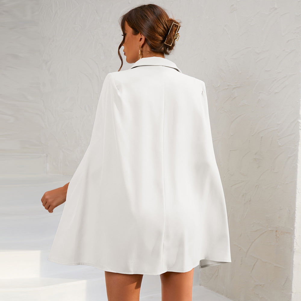 Vestido blazer con capa y cinturón para mujer
