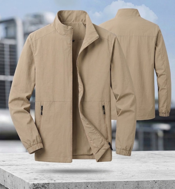 Bomber Jacket for Men Zipper Stand-Up Collar Mid-Season Jacket