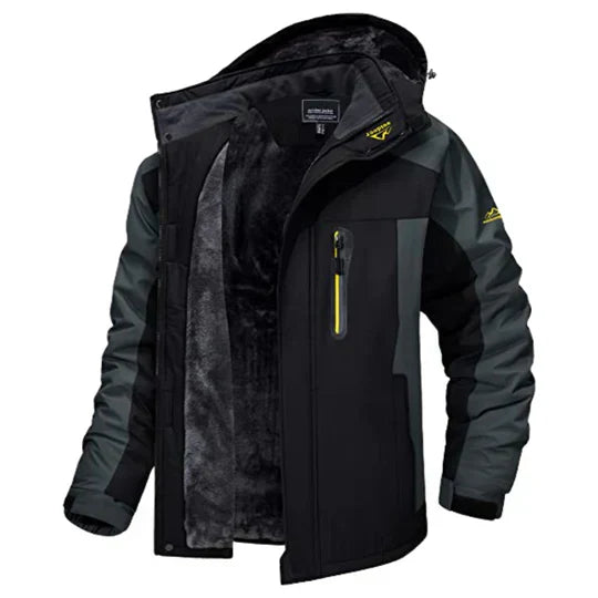 Veste d’hiver déperlante pour homme, doublée en polaire, avec capuche