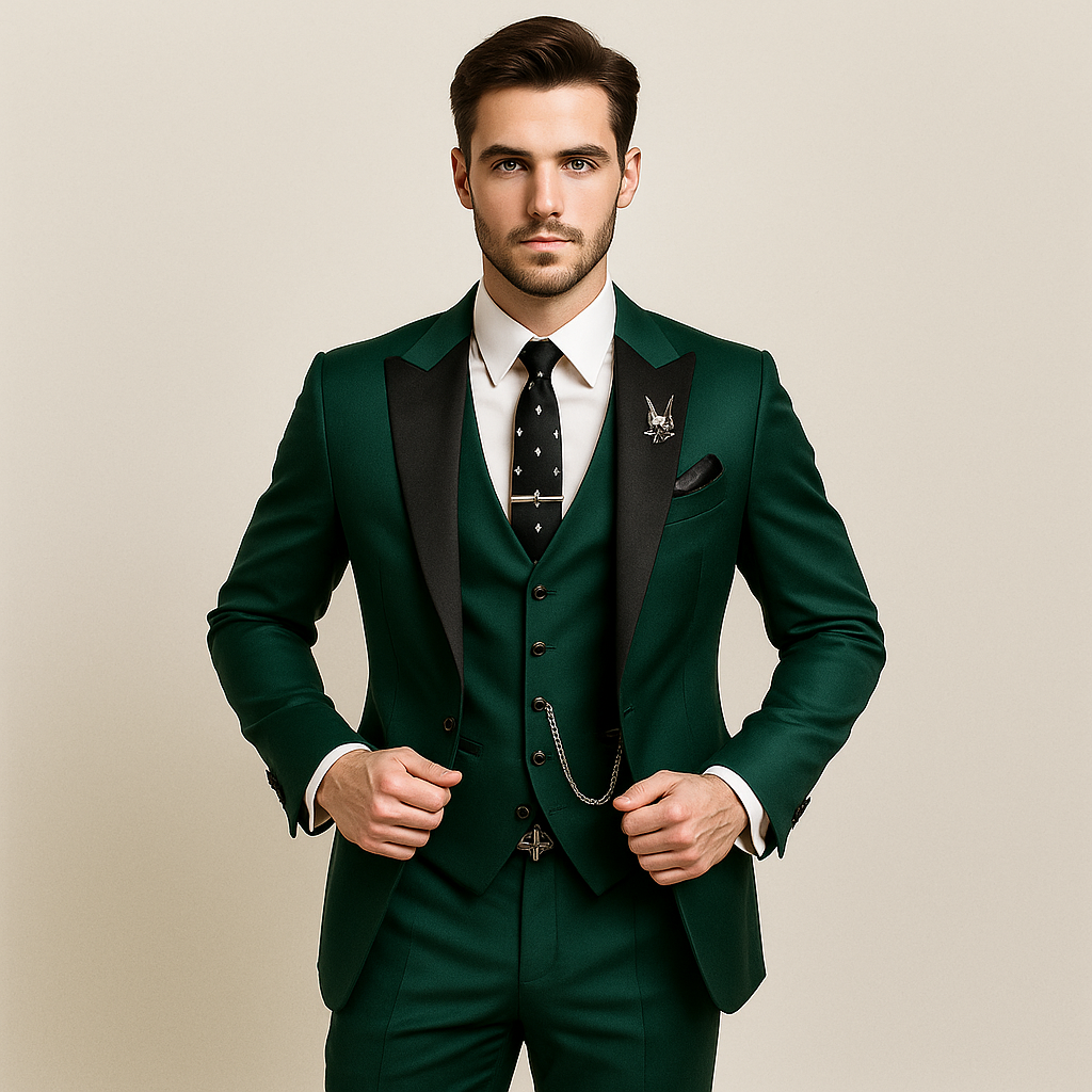 3 Delig Pak Heren Slim Fit Gilet Satijnen Revers Bruiloft