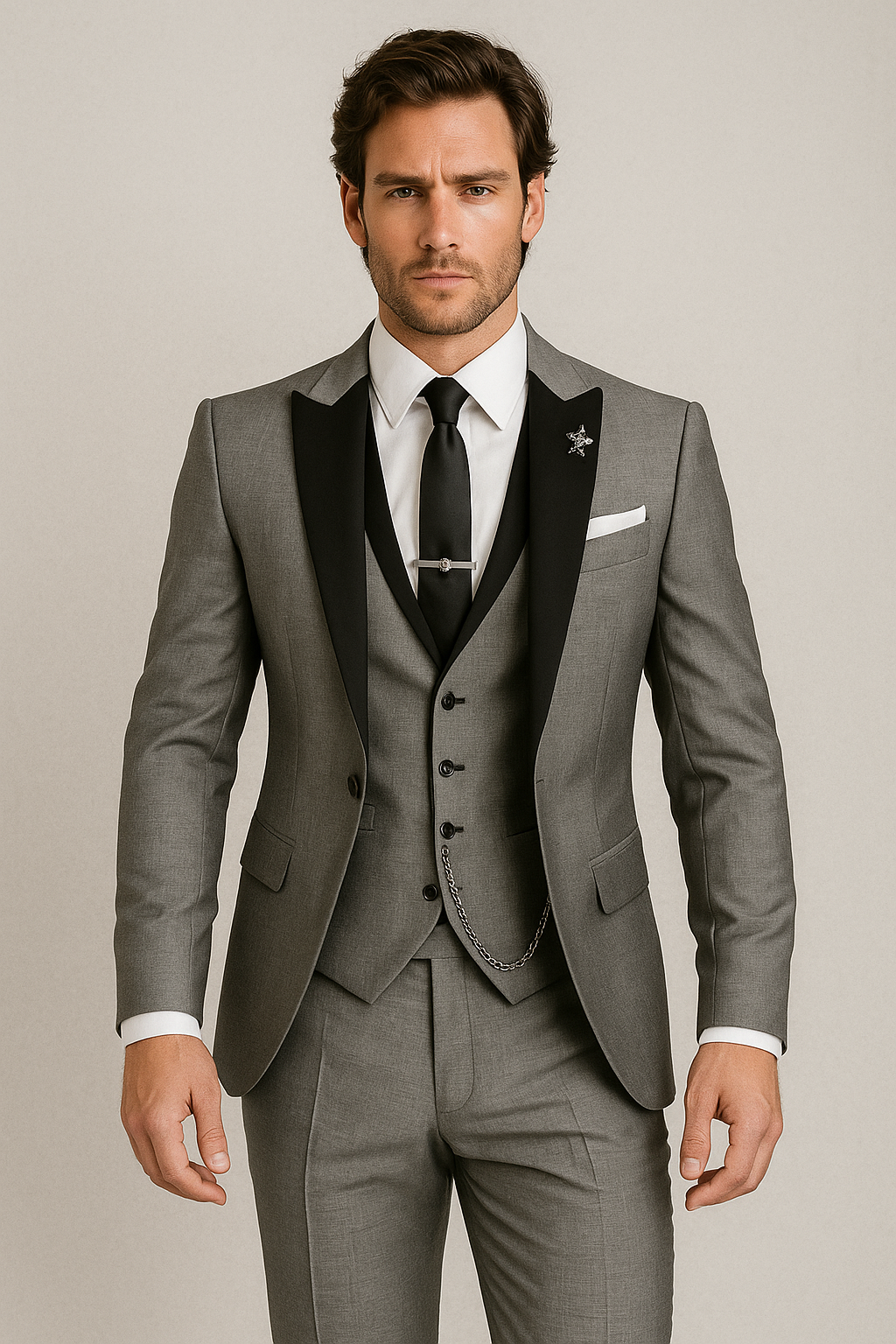 3 Delig Pak Heren Slim Fit Gilet Satijnen Revers Bruiloft