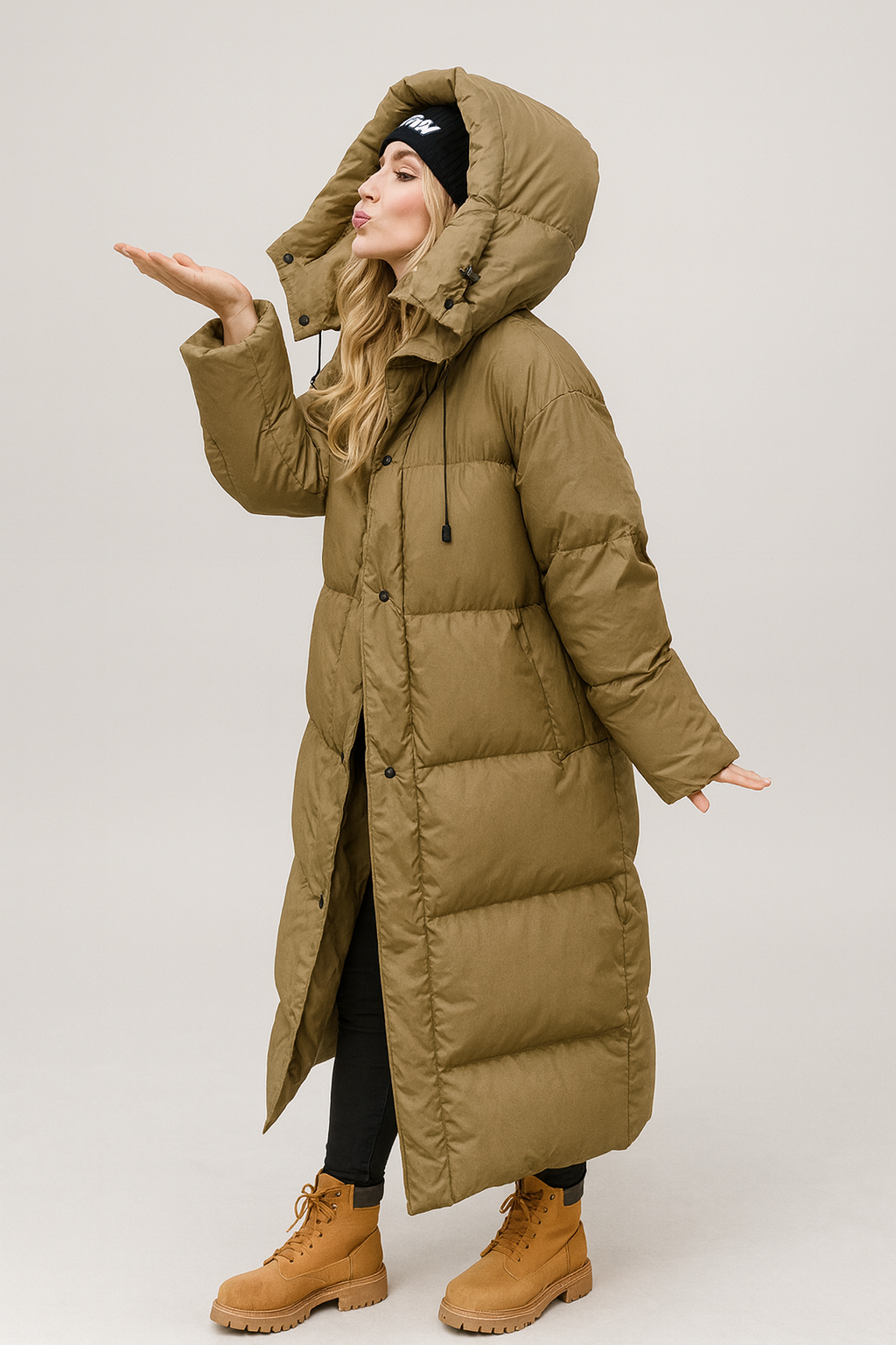 Long Padded Puffer Jacket for Women with Hood – Winter