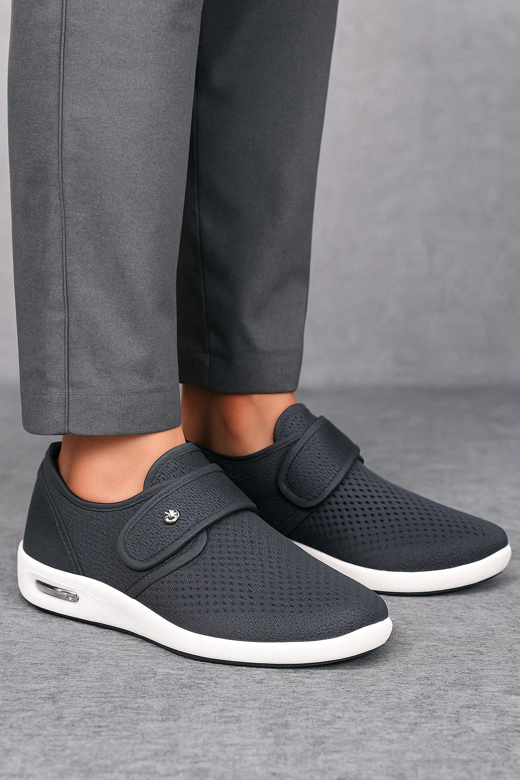 Herre slip-on sko med velcro og komfortsål til hverdag