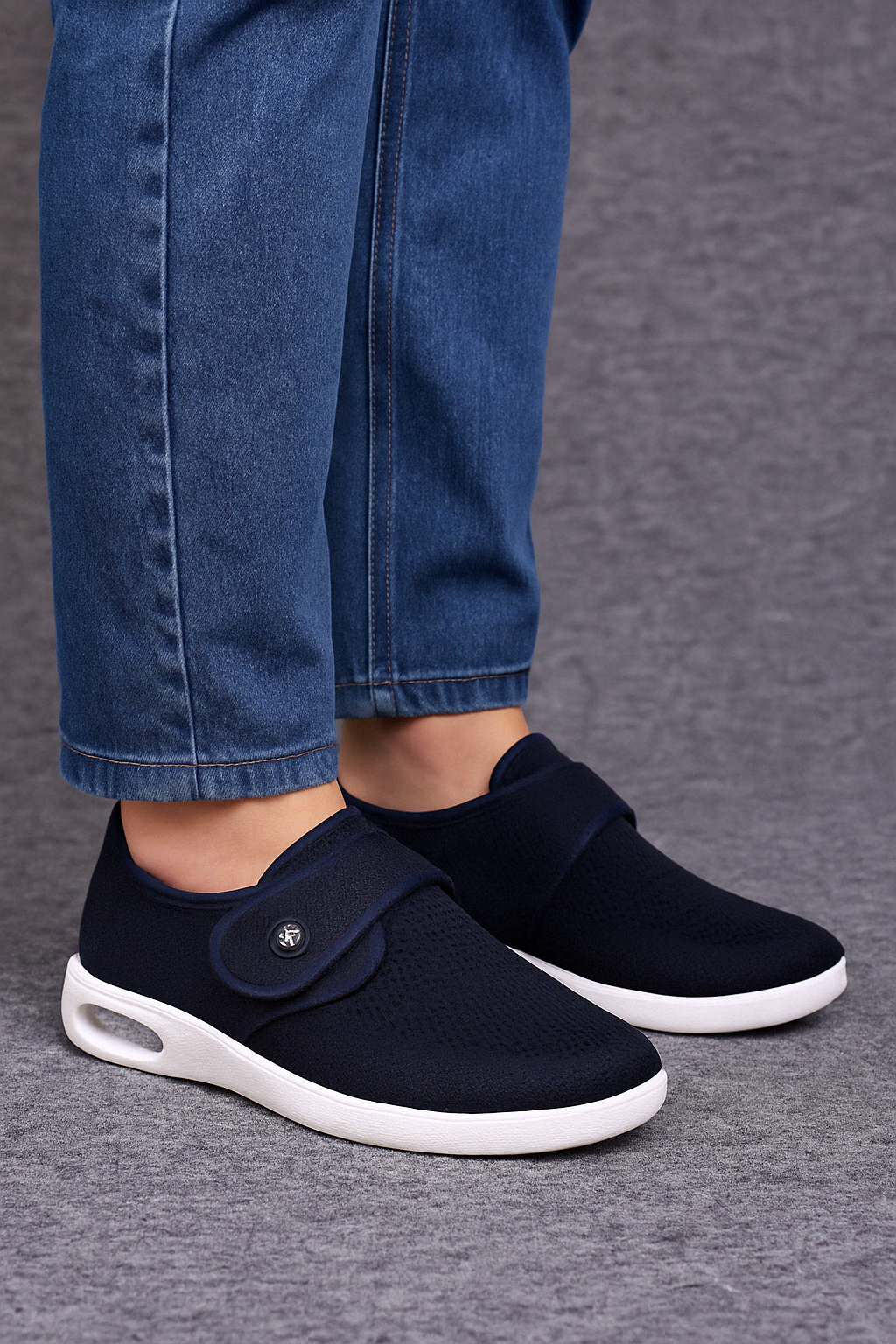 Herre slip-on sko med velcro og komfortsål til hverdag