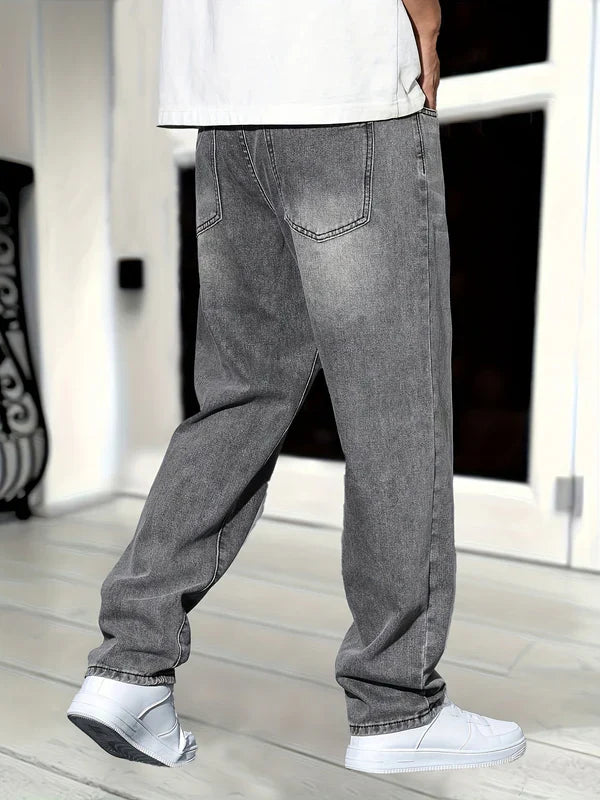 Jeans da uomo a gamba dritta, vestibilità comoda