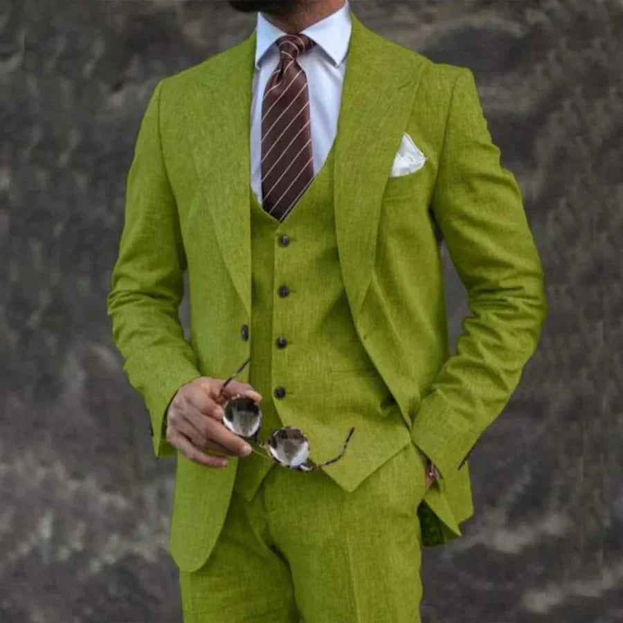 Costume trois pièces homme de luxe avec blazer, gilet et pantalon
