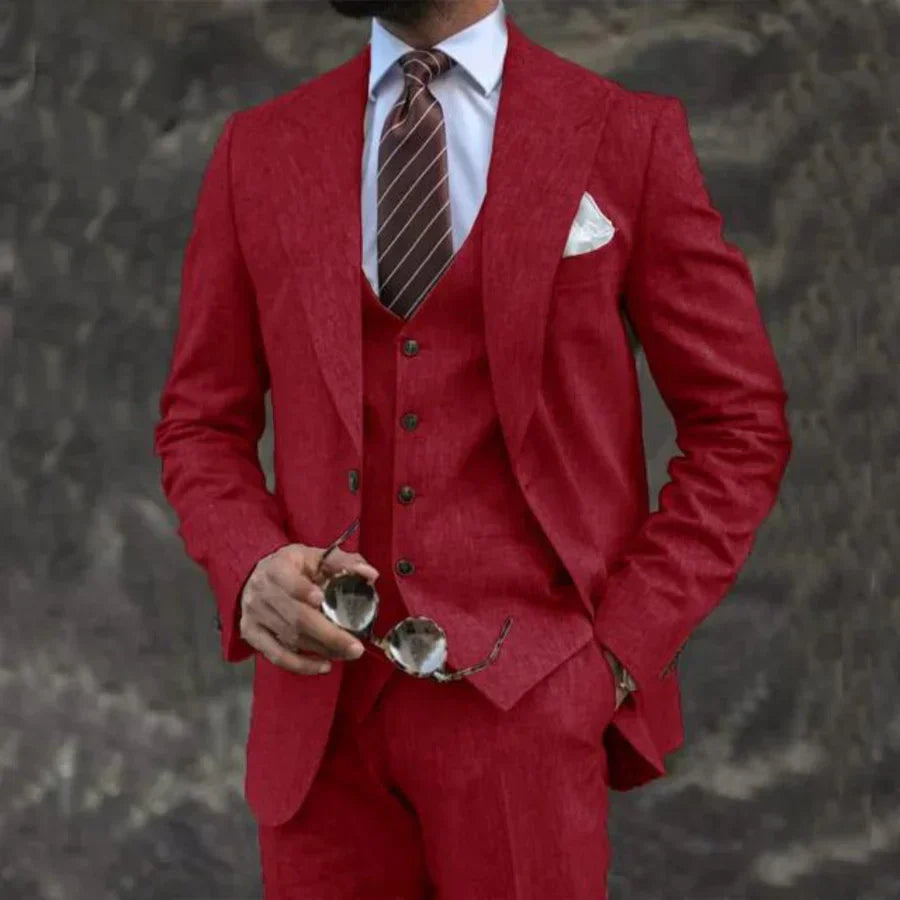 Costume trois pièces homme de luxe avec blazer, gilet et pantalon
