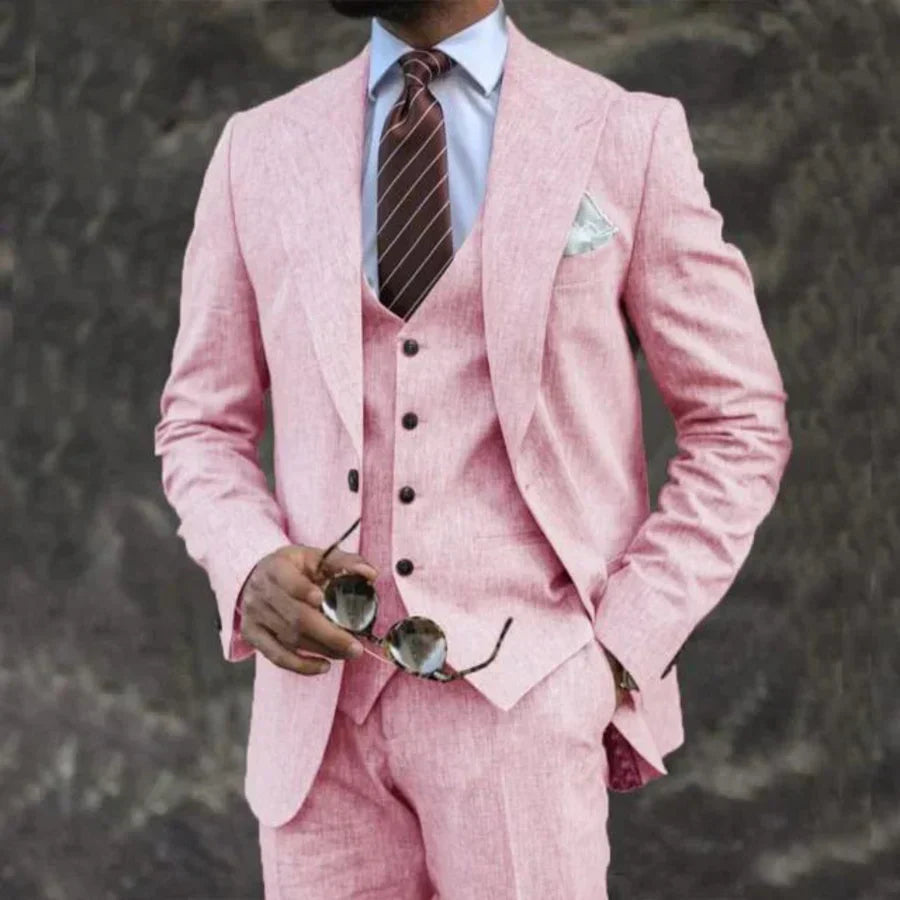 Costume trois pièces homme de luxe avec blazer, gilet et pantalon