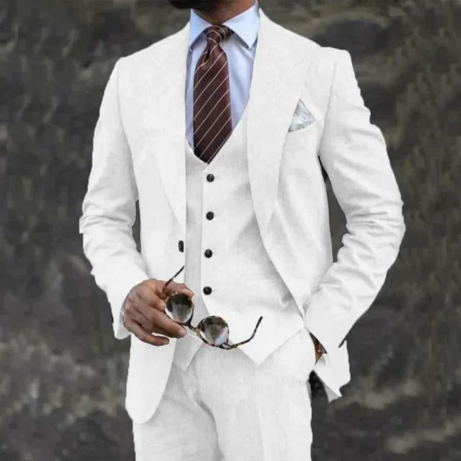 Costume trois pièces homme de luxe avec blazer, gilet et pantalon
