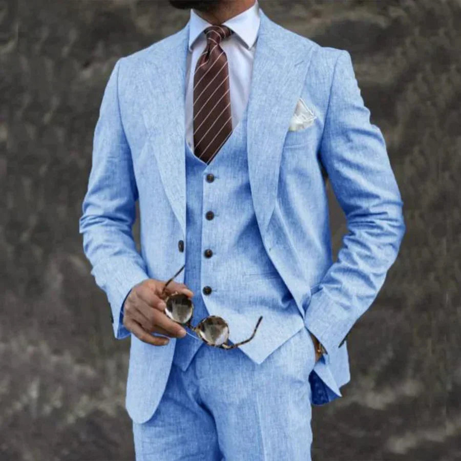 Costume trois pièces homme de luxe avec blazer, gilet et pantalon