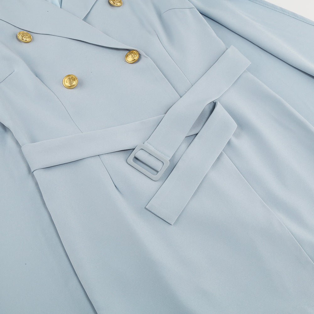 Vestido blazer con capa y cinturón para mujer