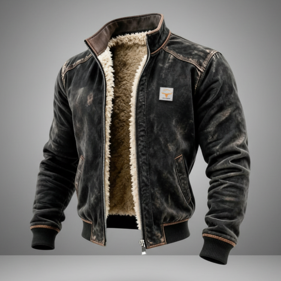 Weiche Lederjacke mit gefütterter Innenseite für Herren
