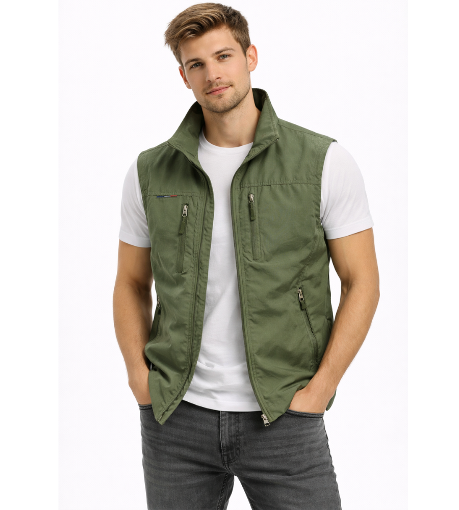 Chaleco Acolchado para Hombre con Cremallera y Cuello Alto Outdoor