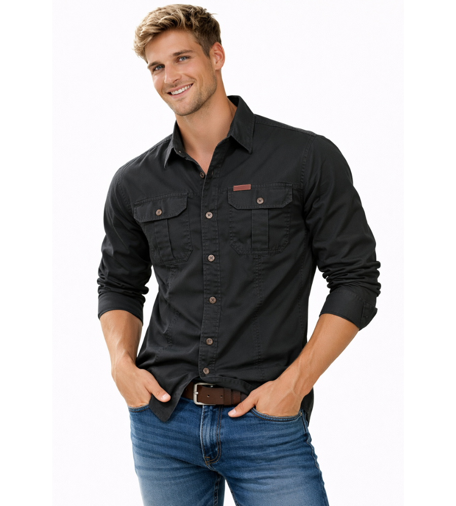 Pánská cargo overshirt taktická outdoorová košile s dlouhým rukávem
