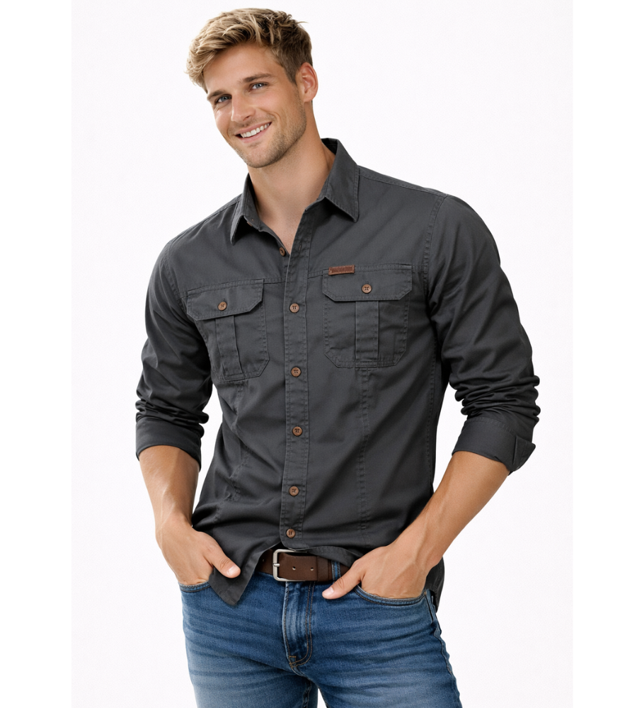 Pánská cargo overshirt taktická outdoorová košile s dlouhým rukávem