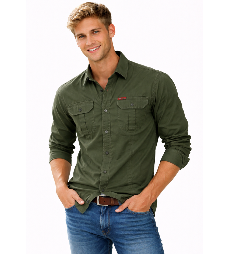 Pánská cargo overshirt taktická outdoorová košile s dlouhým rukávem