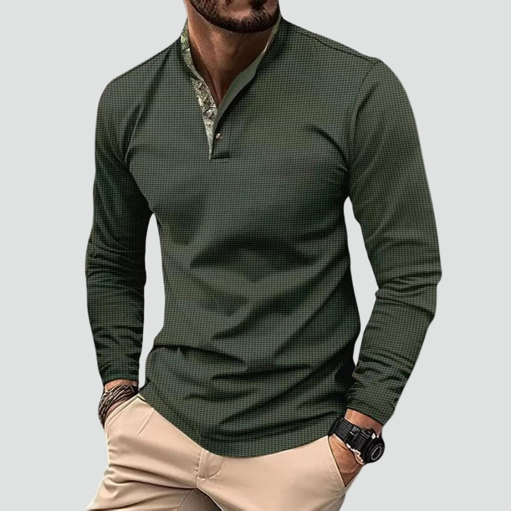 Heren poloshirt met lange mouwen en ademend materiaal