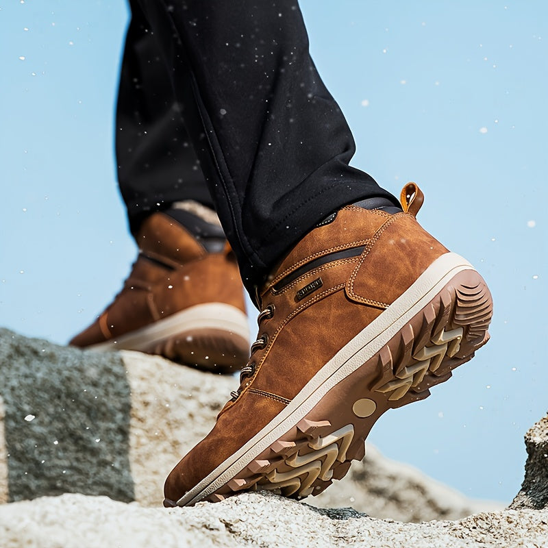 Sapatos de caminhada para homem com forro quente e fecho de atacadores resistente
