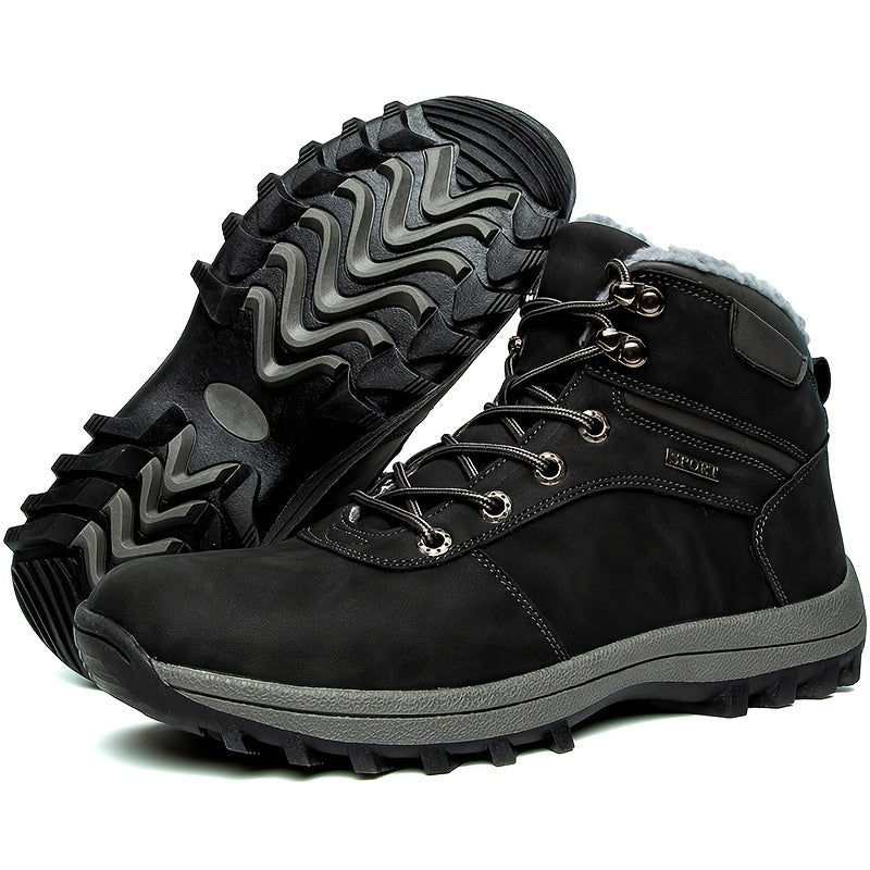 Sapatos de caminhada para homem com forro quente e fecho de atacadores resistente
