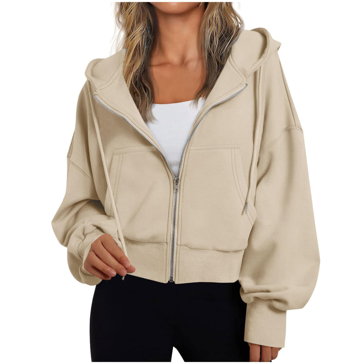 Sweat à capuche pour femme avec fermeture éclair