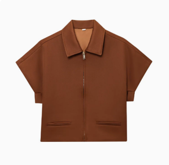 Women's Short Jacket Cropped Zip Lapel Casual Chic