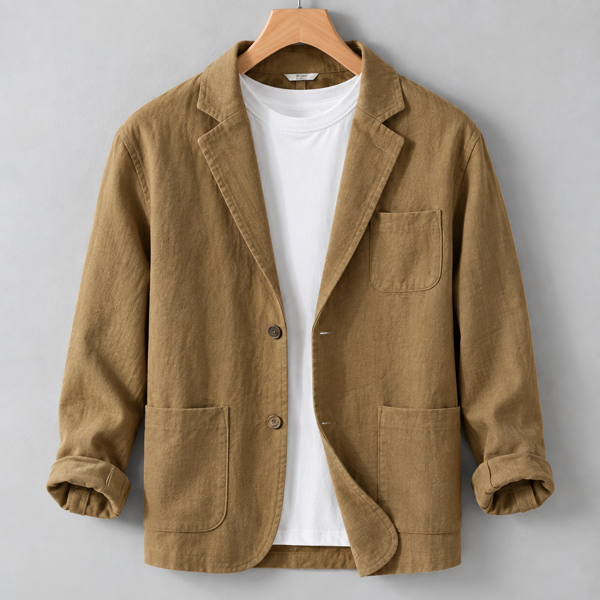Casual Tailored Fit Jacket Men Lapel Collar