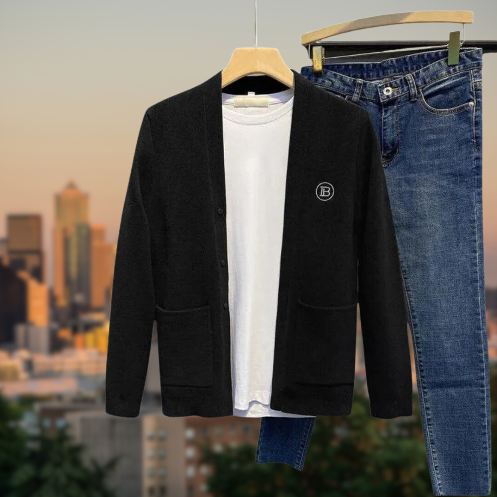 Men's Ribbed Jacket with Zipper and Comfortable Fit