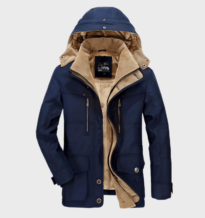 Veste d’hiver pour homme doublée en polaire avec capuche amovible