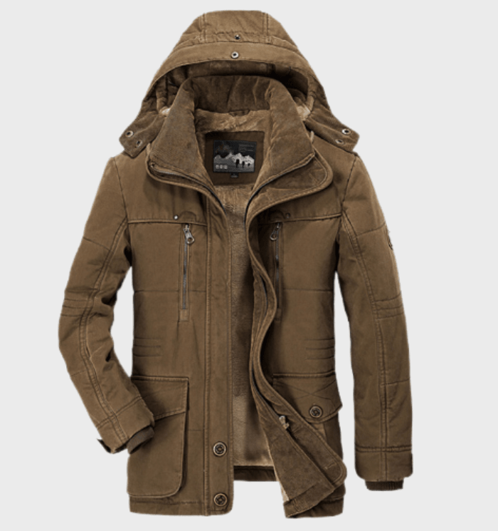 Veste d’hiver pour homme doublée en polaire avec capuche amovible