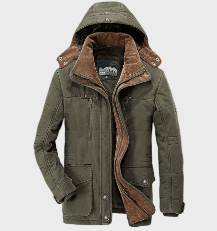 Veste d’hiver pour homme doublée en polaire avec capuche amovible