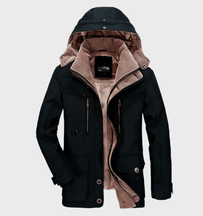Veste d’hiver pour homme doublée en polaire avec capuche amovible