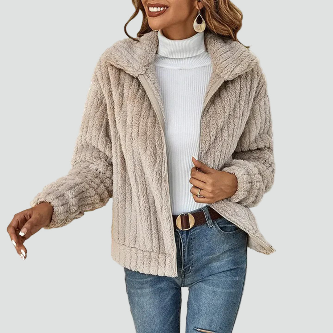 Chaqueta polar de mujer, forrada, con cremallera y cálida