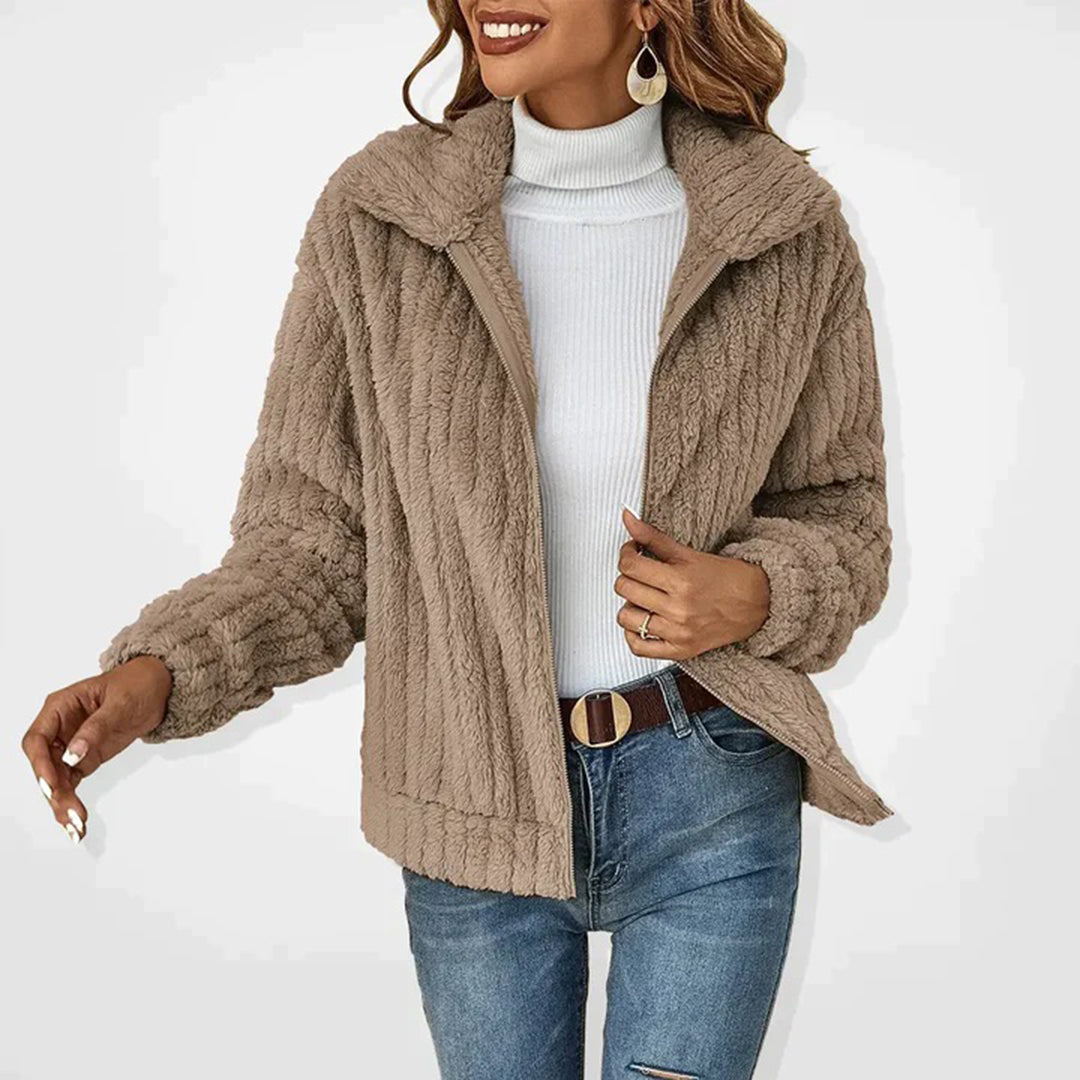 Chaqueta polar de mujer, forrada, con cremallera y cálida