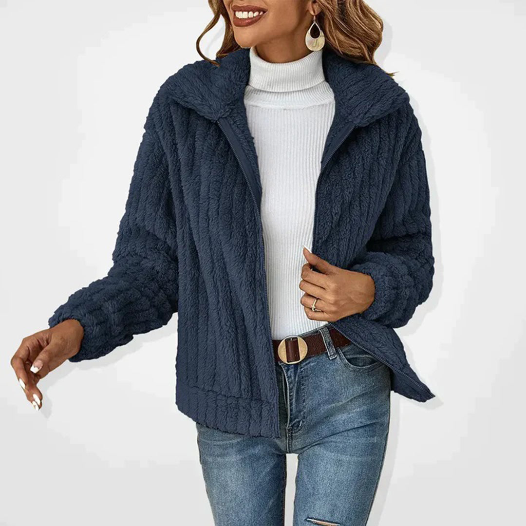 Chaqueta polar de mujer, forrada, con cremallera y cálida