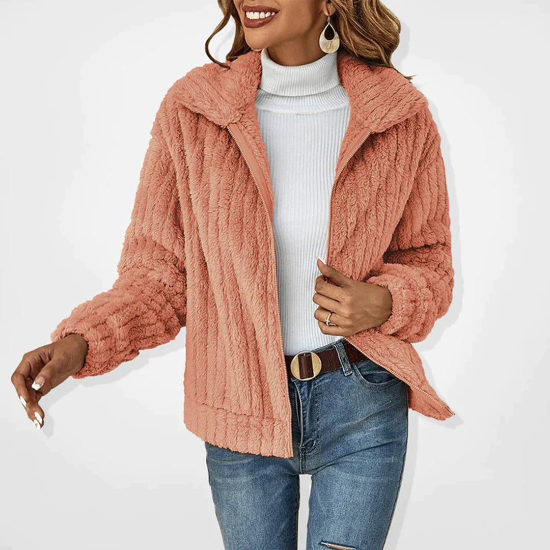 Chaqueta polar de mujer, forrada, con cremallera y cálida