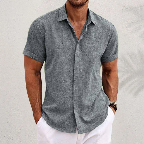 Chemise en lin pour homme à manches courtes et coupe aérée